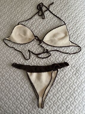 Women's Halter Bikini Set Crochet Triangle Two Piece Bathing Suit